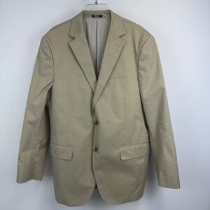Flynt Bourne Mens 42R Blazer Tan Khaki 100% Cotton 2 Button Sport Coat Jacket